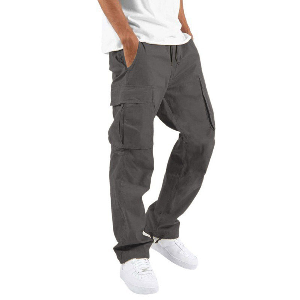 Colter | Mens Drawstring Pocket Cargo Work Trousers Pants - Dark Grey