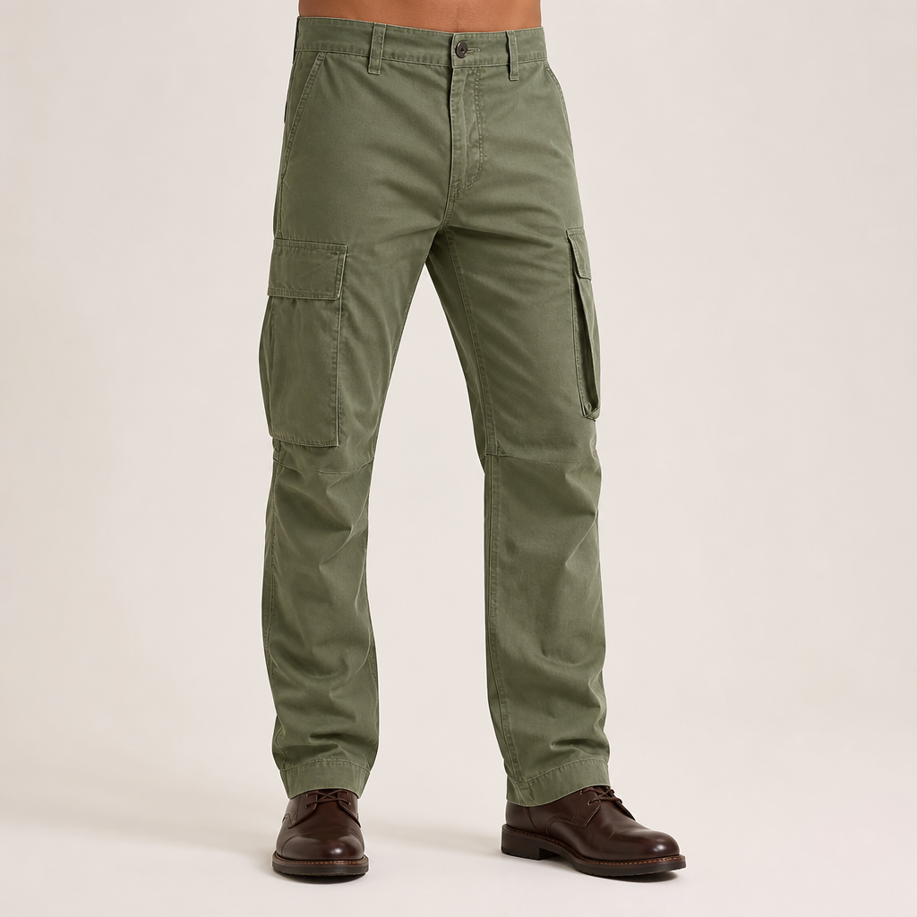 Colter | Mens Drawstring Pocket Cargo Work Trousers Pants, Green