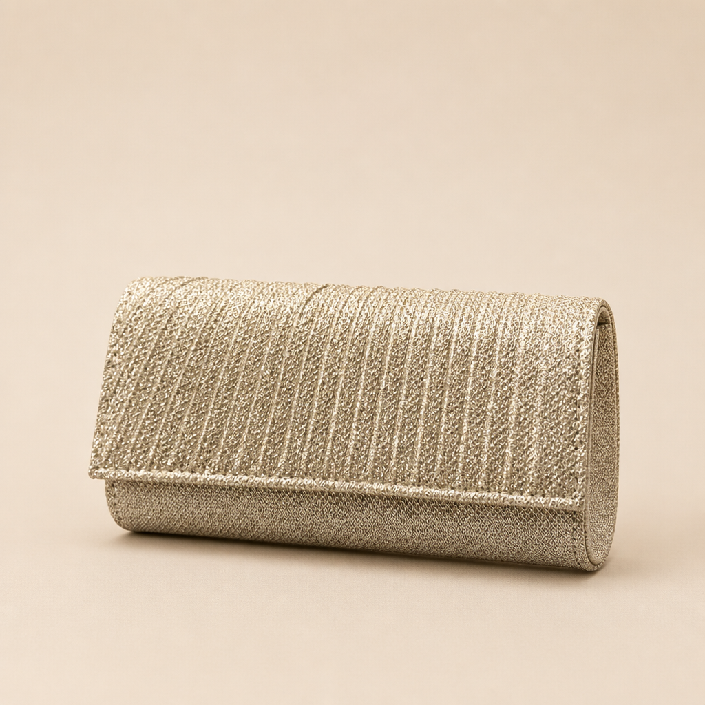 Coralie | Womens Clutch Bag Pleated Evening Party Crossbody Bag, Champagne 2