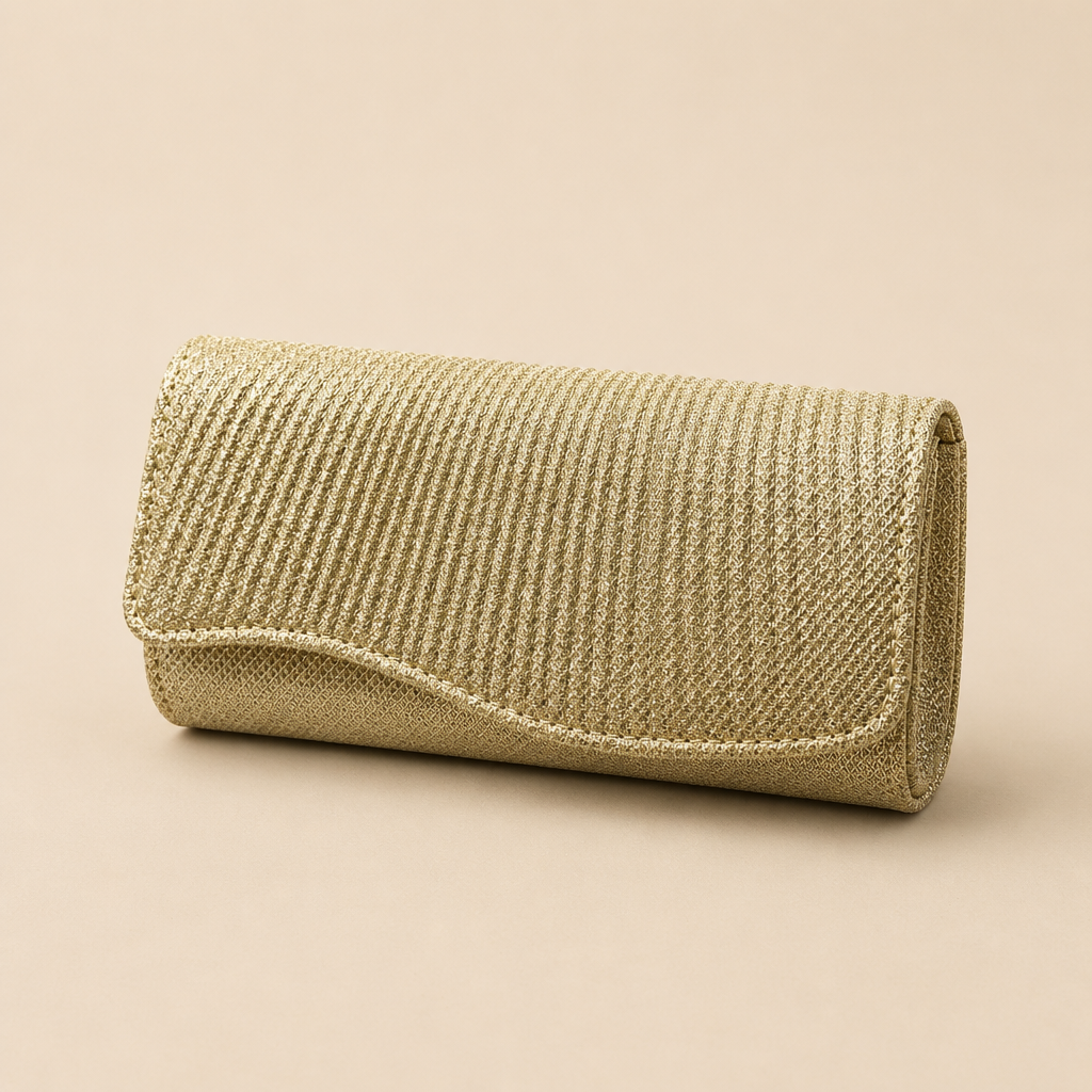 Coralie | Womens Clutch Bag Pleated Evening Party Crossbody Bag, Gold