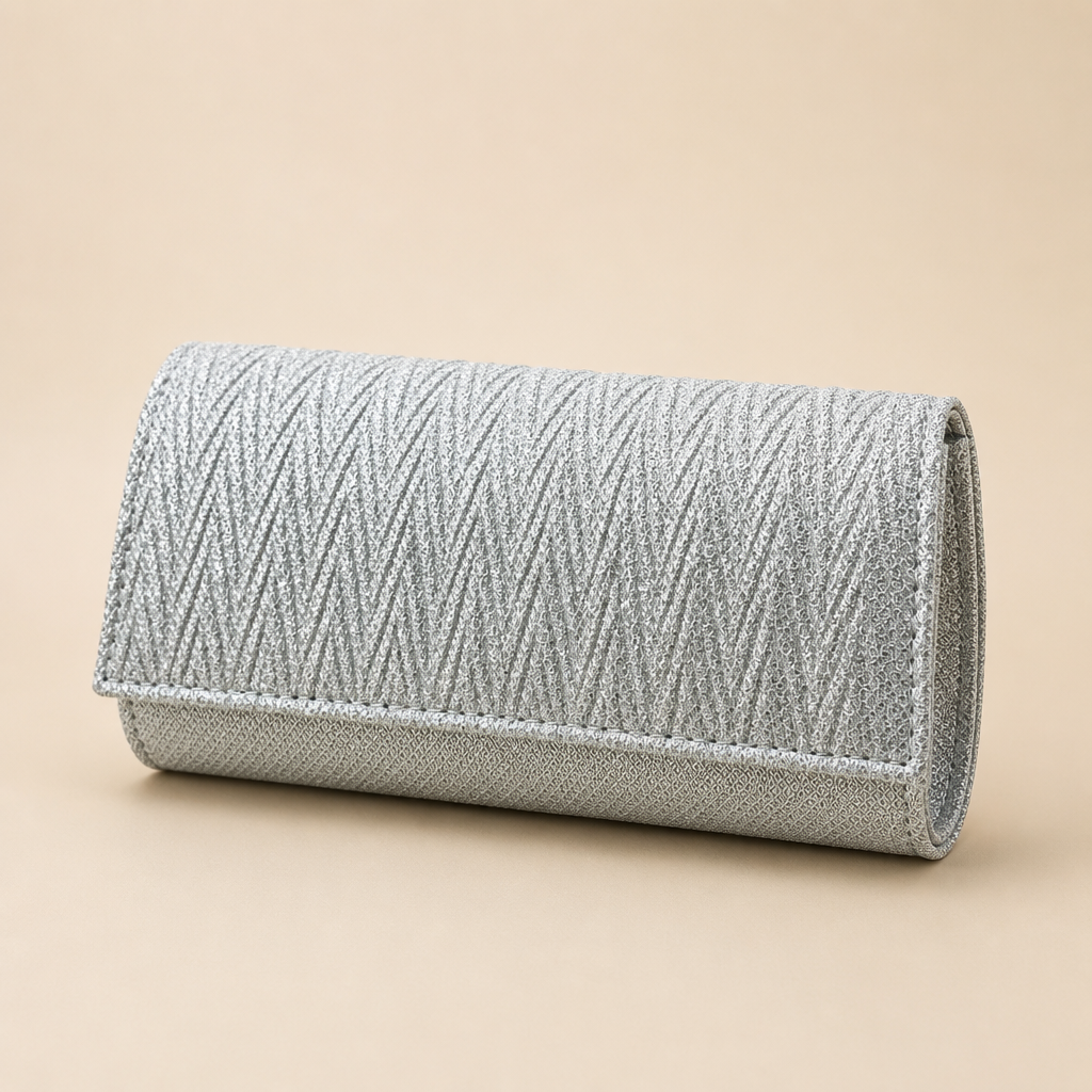 Coralie | Womens Clutch Bag Pleated Evening Party Crossbody Bag, Silver 3