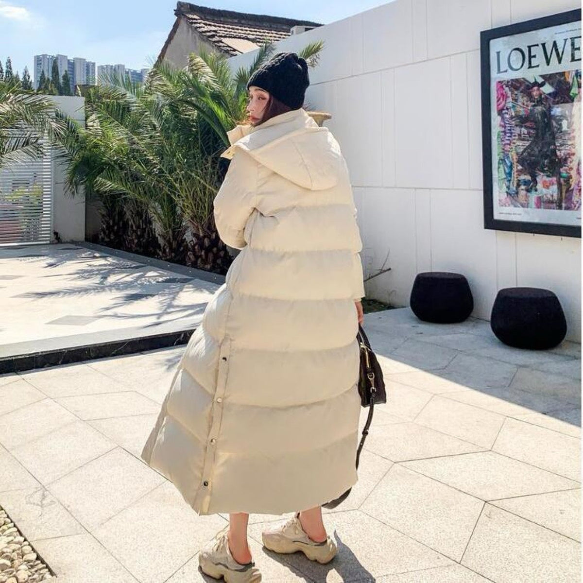 Cordelia | Womens Longline Padded Cotton Coat - White
