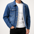 Cormac | Mens Fleece Lined Denim Jean Casual Jacket, Dark Blue