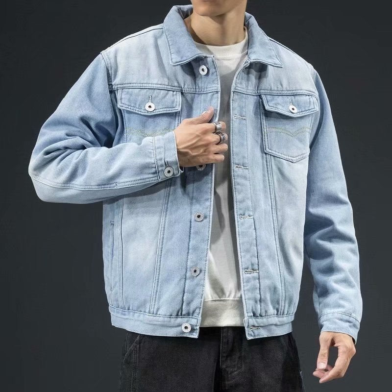 Cormac | Mens Fleece Lined Denim Jacket - Light Blue