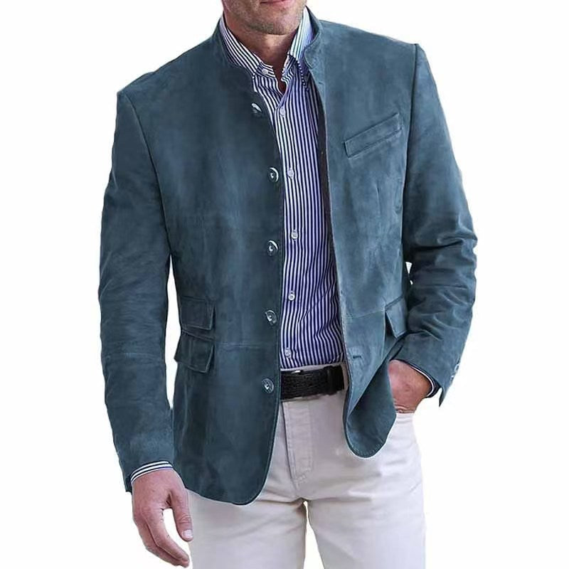 Cormac | Mens Suede Suit Jacket Casual Mid Length Outerwear - 7