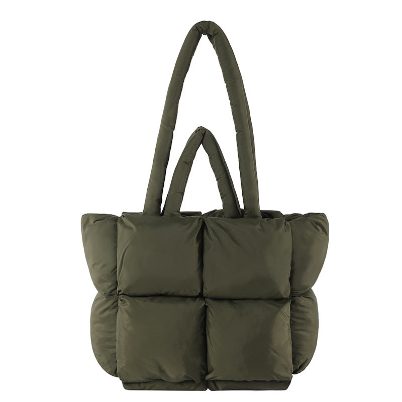 Cosette | Womens Quilted Padded Shoulder Tote Bag - Green