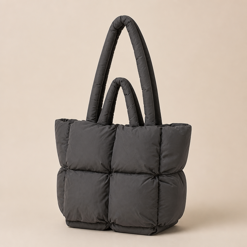 Cosette | Womens Quilted Padded Shoulder Tote Handbag Bag, Grey