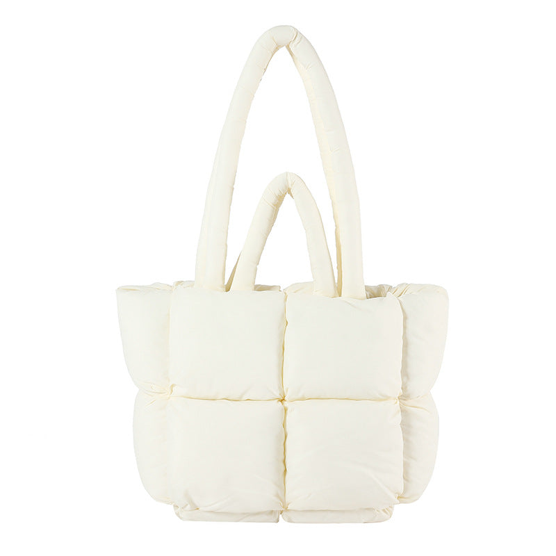 Cosette | Womens Quilted Padded Shoulder Tote Bag - White
