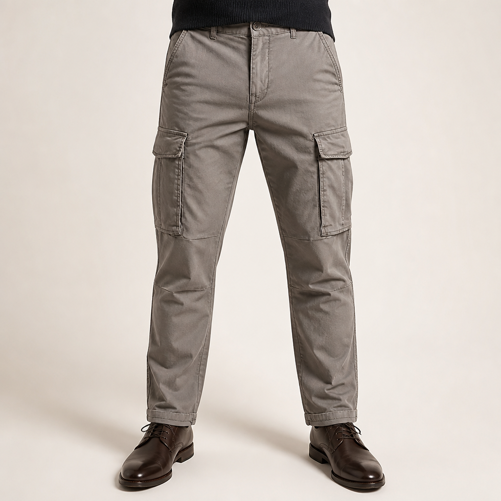 Cyrus | Mens Work Straight Leg Loose Casual Durable Trousers, Grey