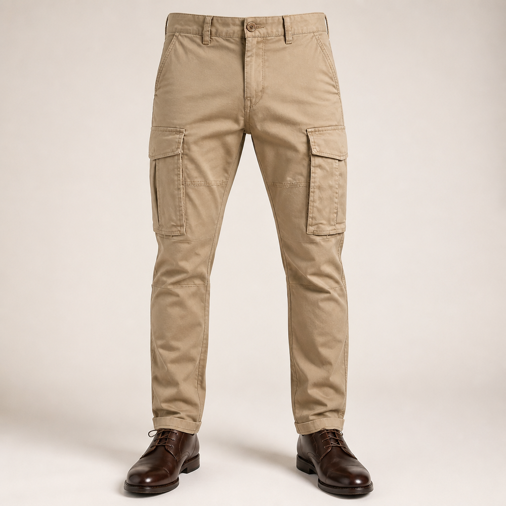 Cyrus | Mens Work Straight Leg Loose Casual Durable Trousers, Khaki