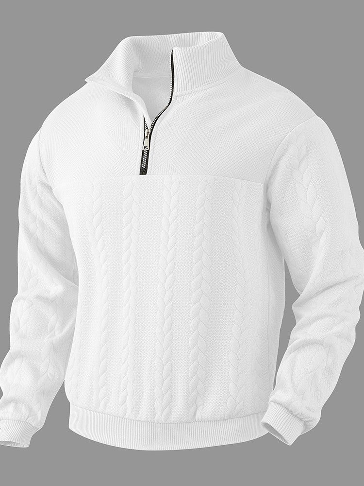 Dashiell | Mens Retro Casual Knitted Pullover Zip Shirt - 5