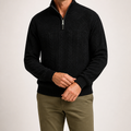 Dashiell | Mens Retro Casual Knitted Pullover Zip Shirt, Black