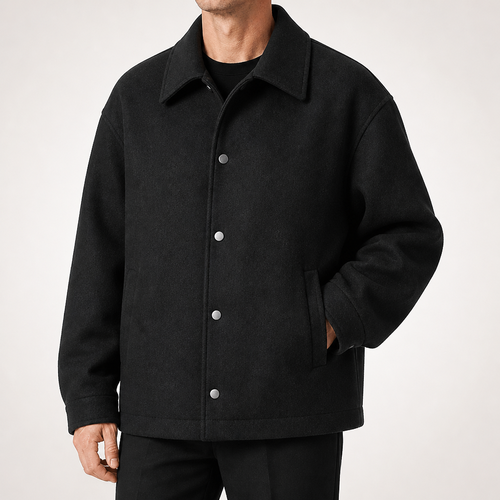 Delphine | Mens Winter Jacket Wool Autumn Casual Loose Jacket, Black