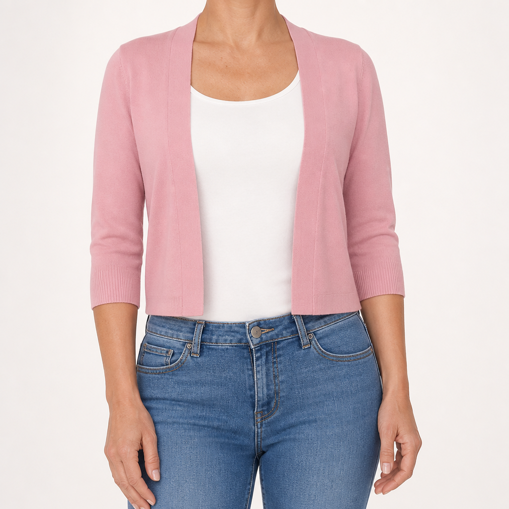 Delphine | Womens Cardigan Knitted Short Coat Versatile Outerwear, Rose