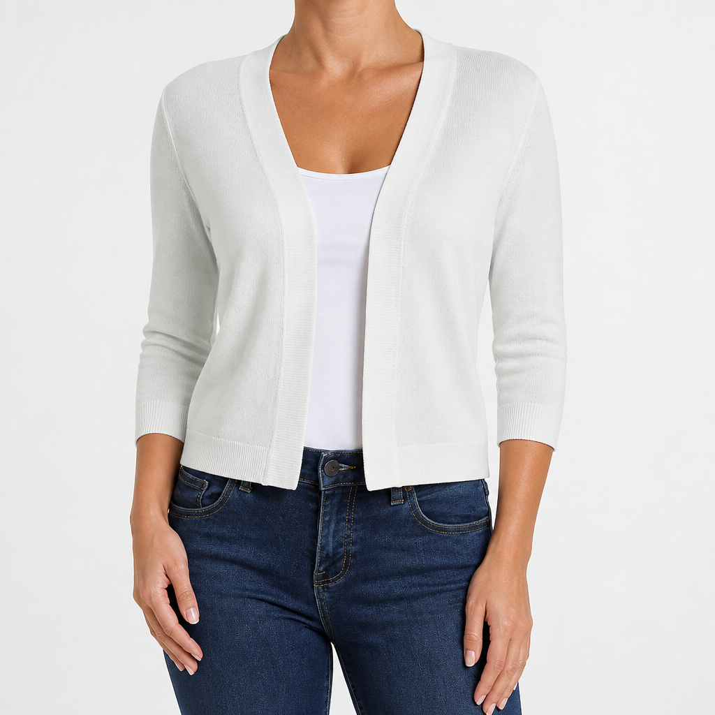 Delphine | Womens Cardigan Knitted Short Coat Versatile Outerwear, White