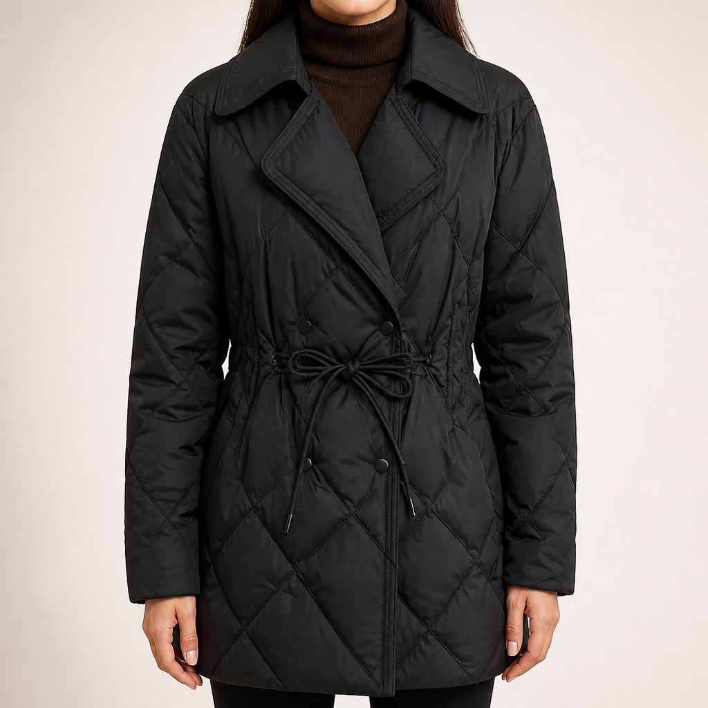 Delphine | Womens Puffer Jacket Down Lightweight Warm Winter Coat, Black