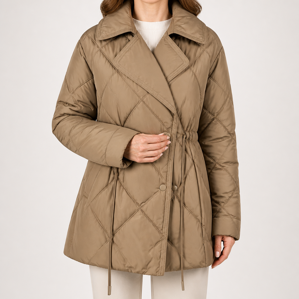Delphine | Womens Puffer Jacket Down Lightweight Warm Winter Coat, Coffee