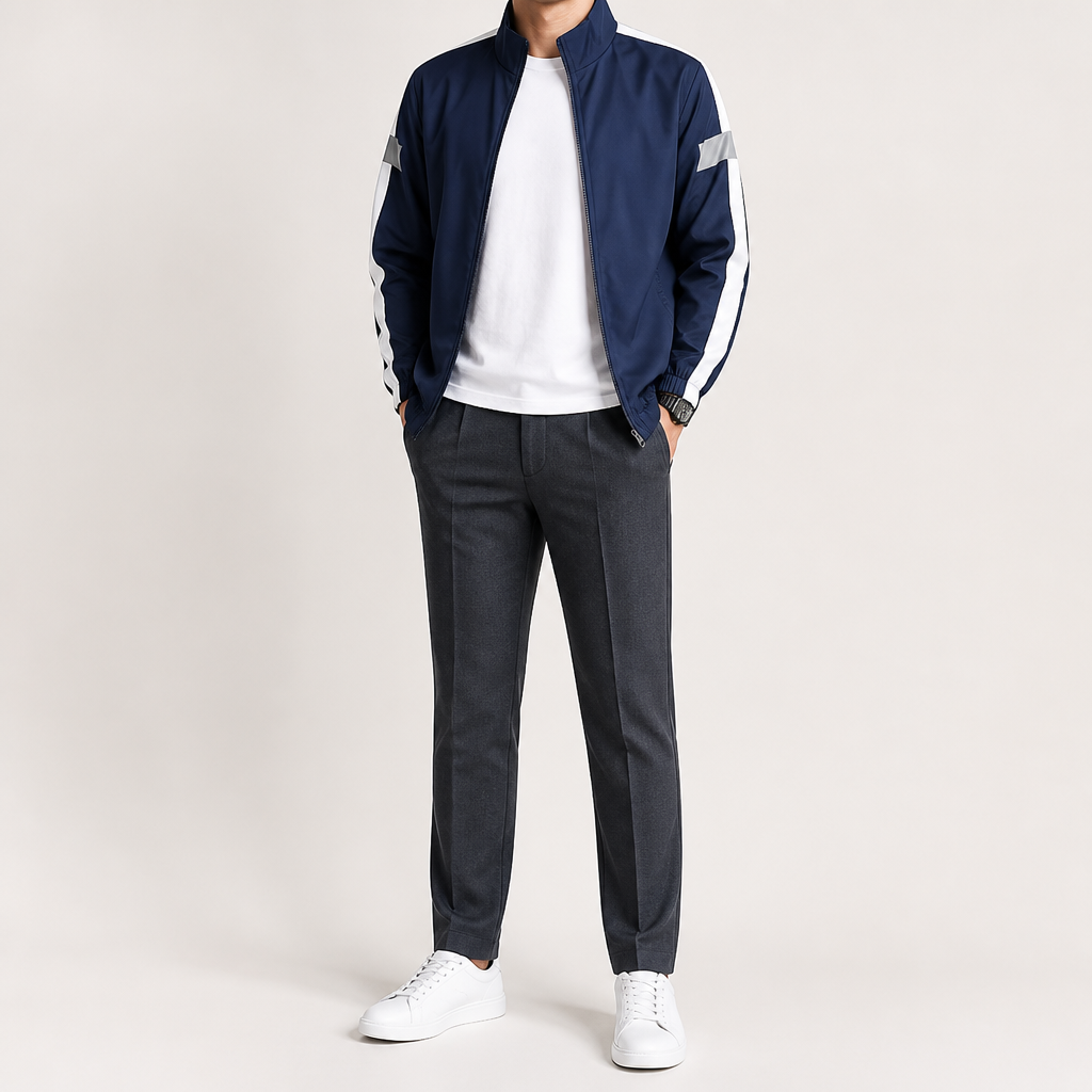 Desmond | Mens Sports Sweatshirt Reflective Long Sleeve Shirt, Navy