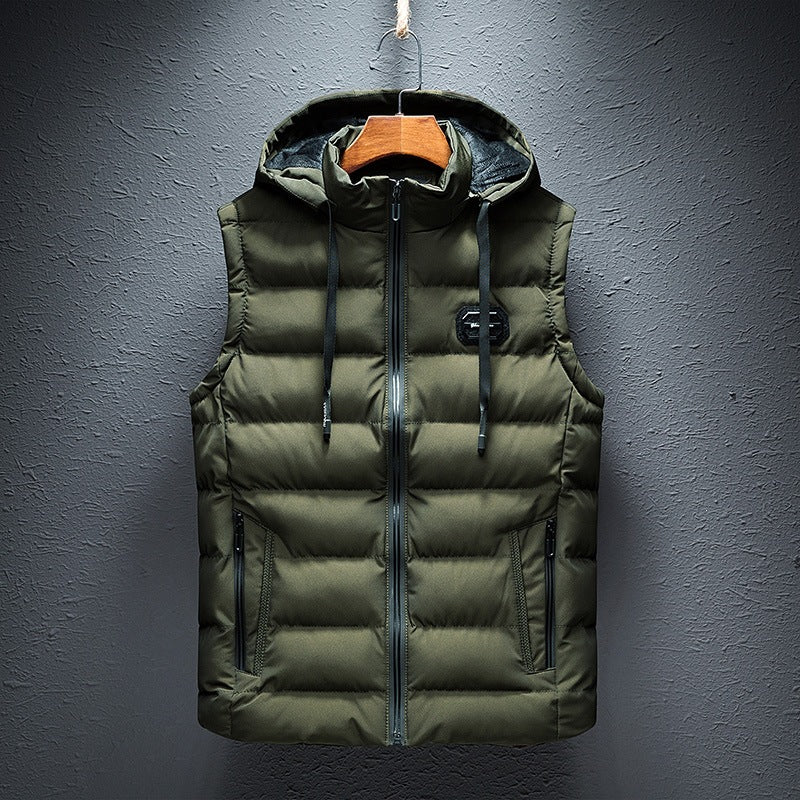 Dexter | Mens Sherpa Fleece Hooded Vest, Army Green