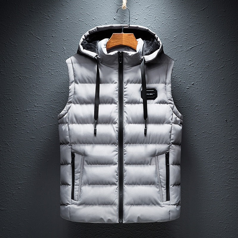 Dexter | Mens Sherpa Fleece Hooded Vest, Light Grey