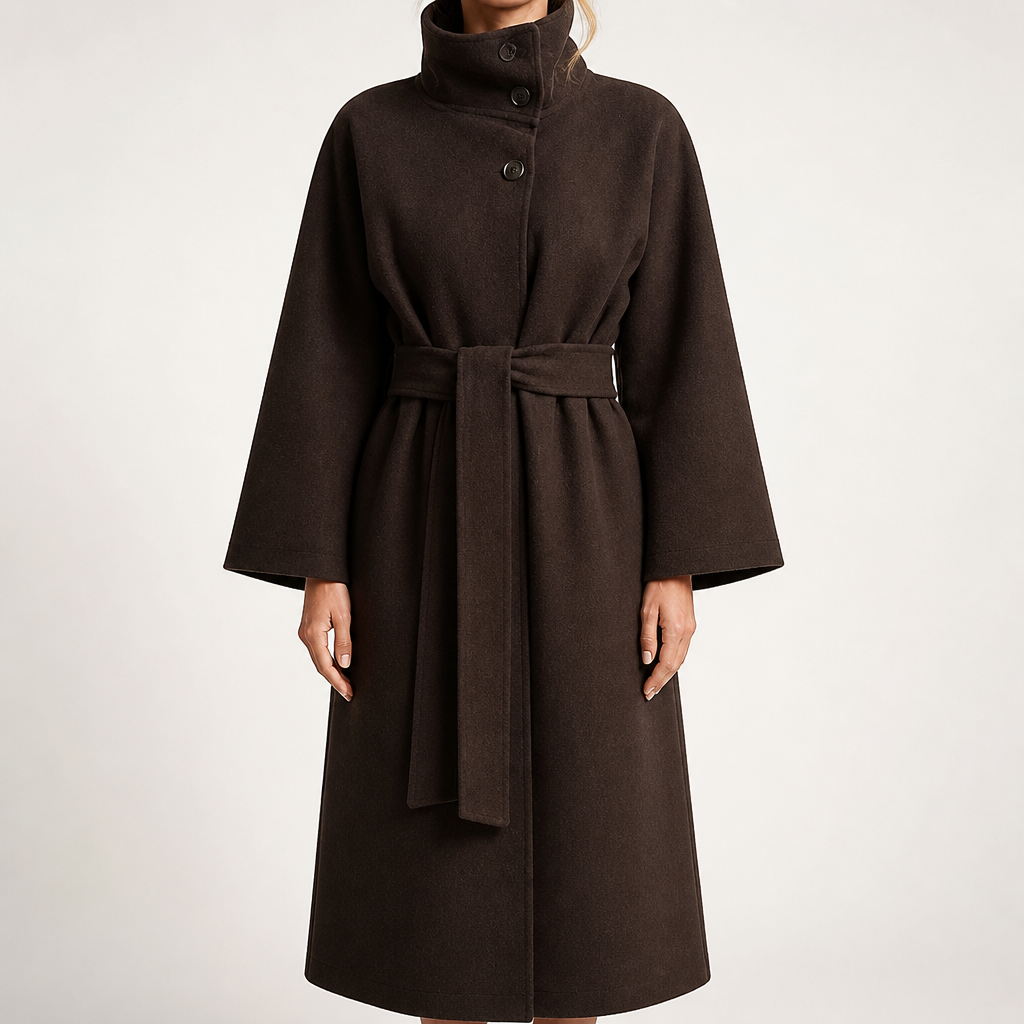 Dora | Womens Belted Cape Trench Coat, Brown