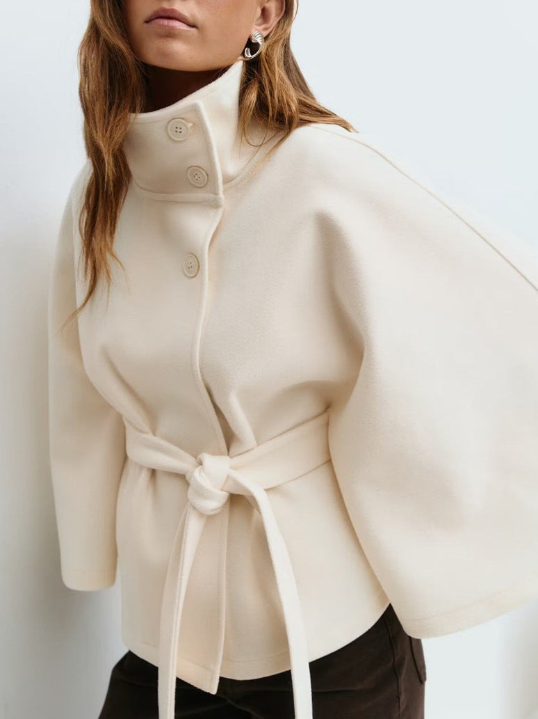 Dora | Womens Belted Cape Trench Coat, White