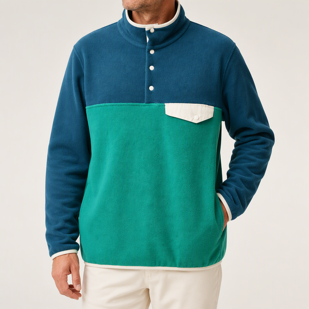 Dorian | Mens Jacket Colour Block Lightweight Casual Coat, Blue Green
