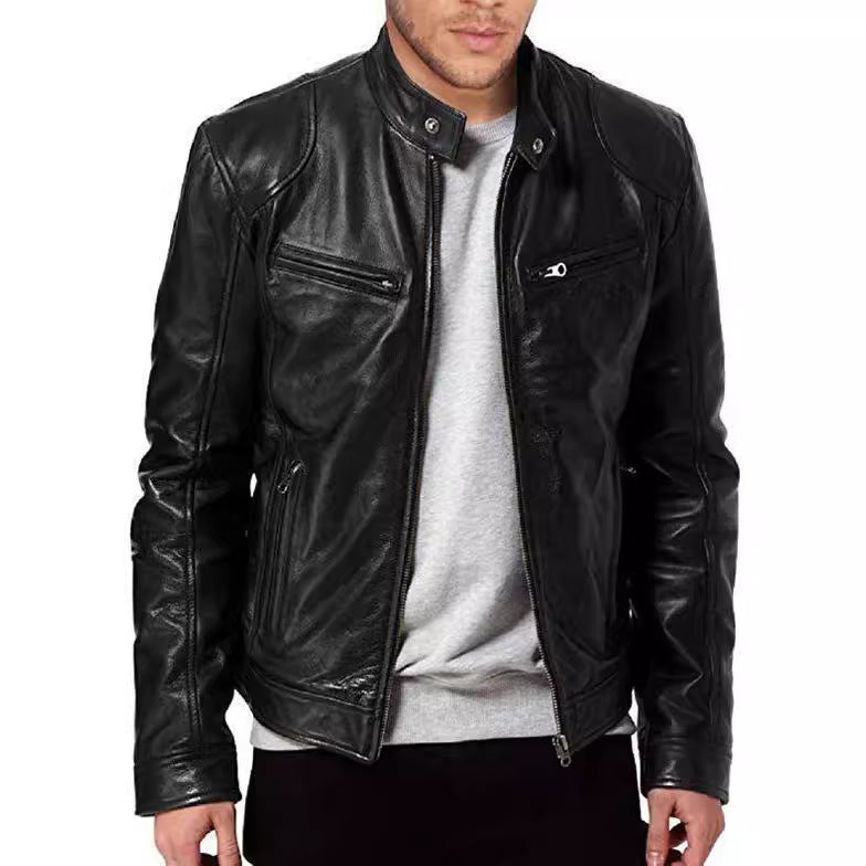 Duncan | Mens Slim Fit Faux Leather Jacket, Black