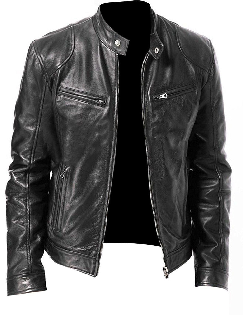 Duncan | Mens Slim Fit Faux Leather Jacket, Black