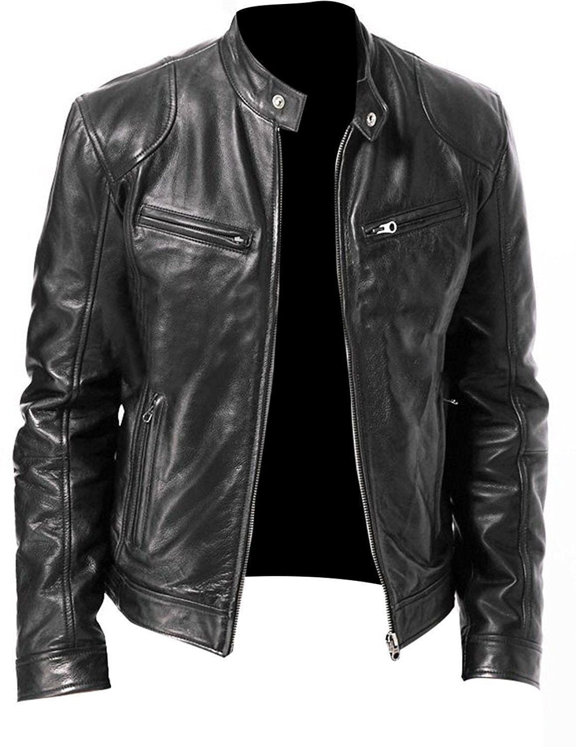 Duncan | Mens Slim Fit Faux Leather Jacket, Black
