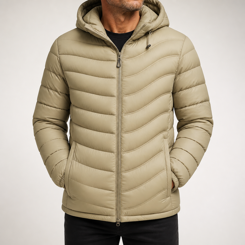 Eamon | Mens Puffer Jacket Padded Winter Jacket Lightweight Quilted Coat, Khaki