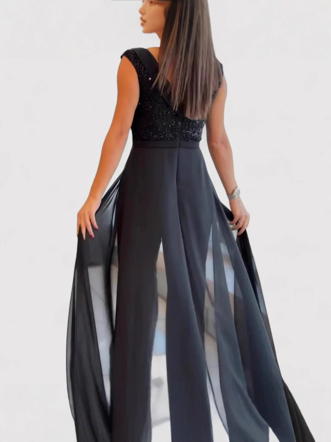 Elise | Womens Sequin Backless Cocktail Wedding Guest Prom Evening Occasion Long Dresses - 4