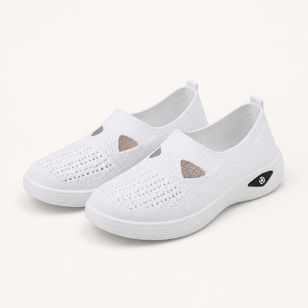 Elka | Womens Trainers Knit Lightweight Running Sports Sneakers, White