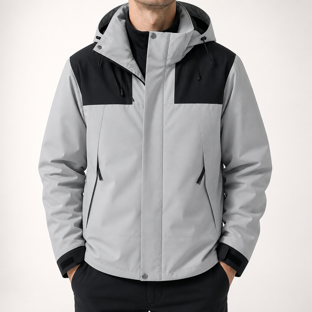 Ellis | Mens Waterproof Hardshell Ski Jacket, Light Grey