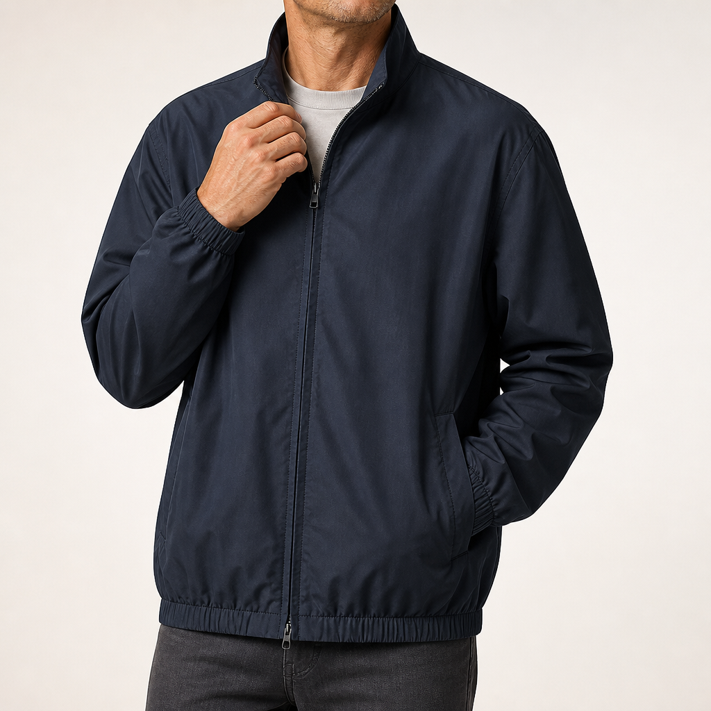 Ellison | Mens Windproof Reversible Stand Collar Bomber Autumn Jacket, Gentleman Blue