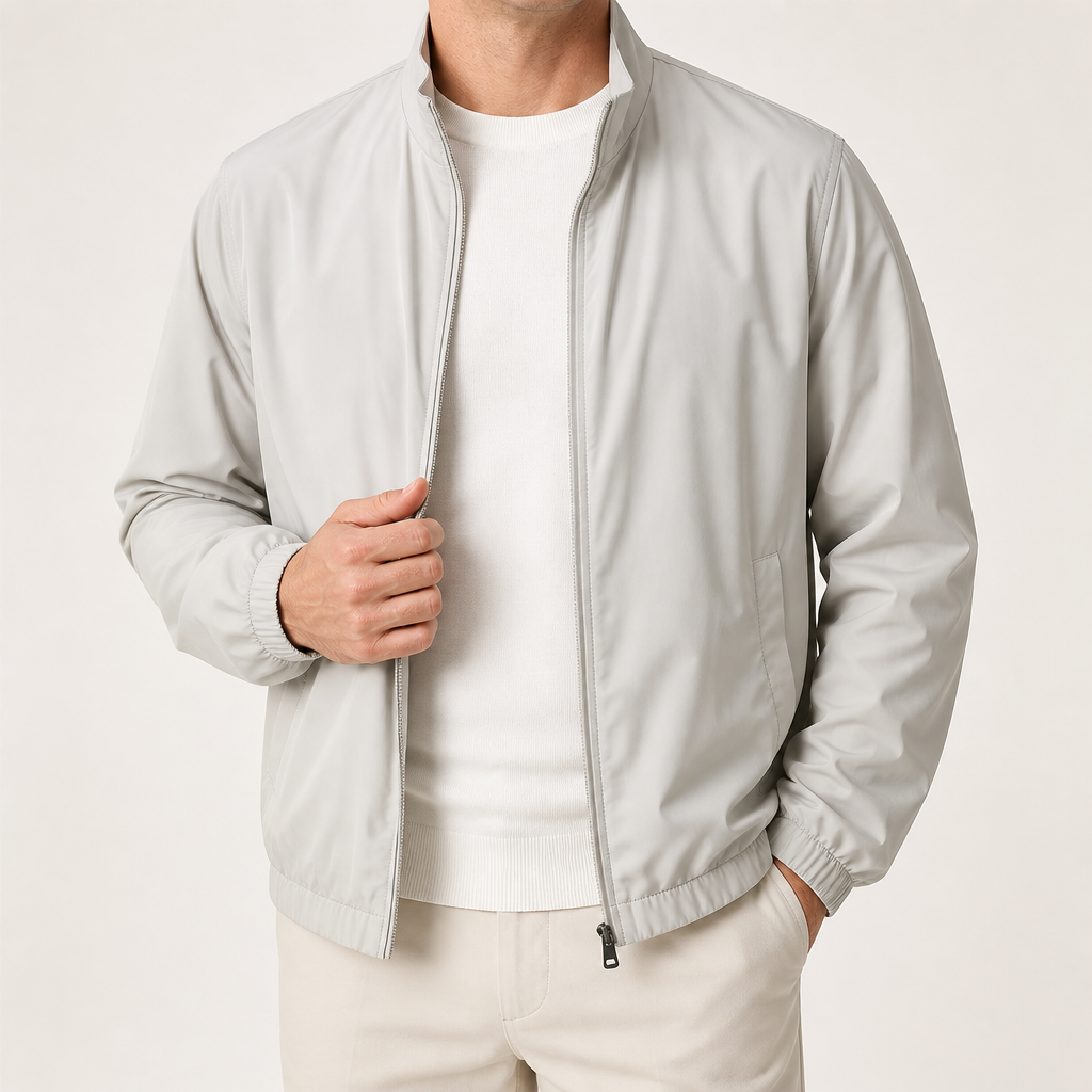 Ellison | Mens Windproof Reversible Stand Collar Bomber Autumn Jacket, Rice Brown