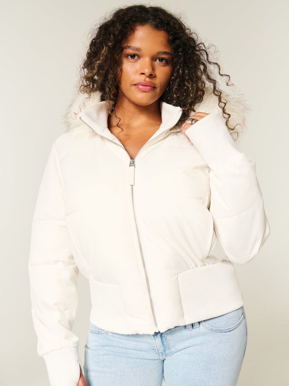Elodie | Womens Fur Collar Hooded Padded Jacket - 3