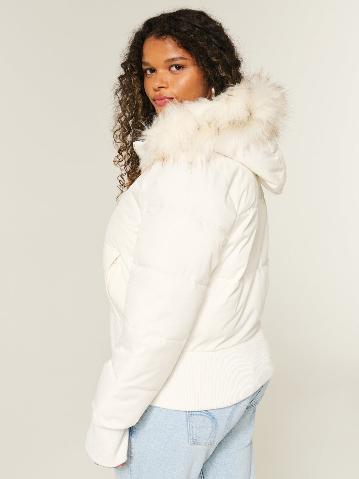 Elodie | Womens Fur Collar Hooded Padded Jacket - 4