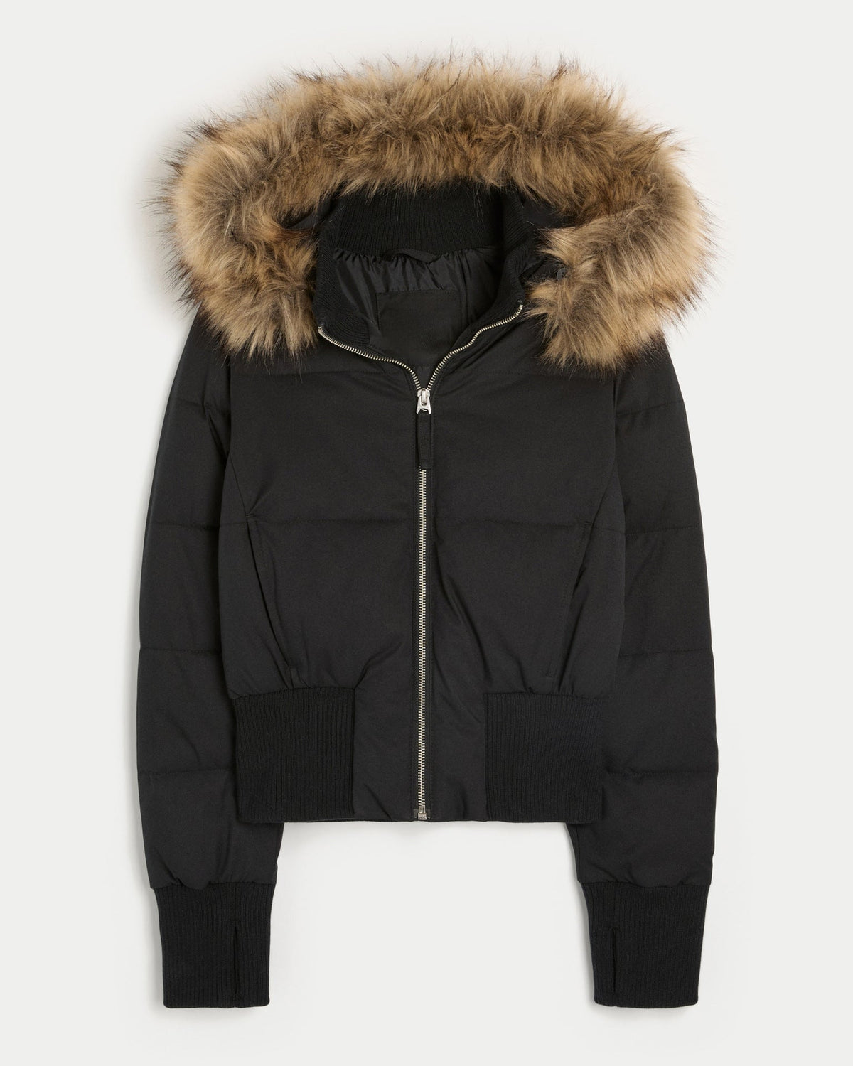 Elodie | Womens Fur Collar Hooded Padded Jacket - Black