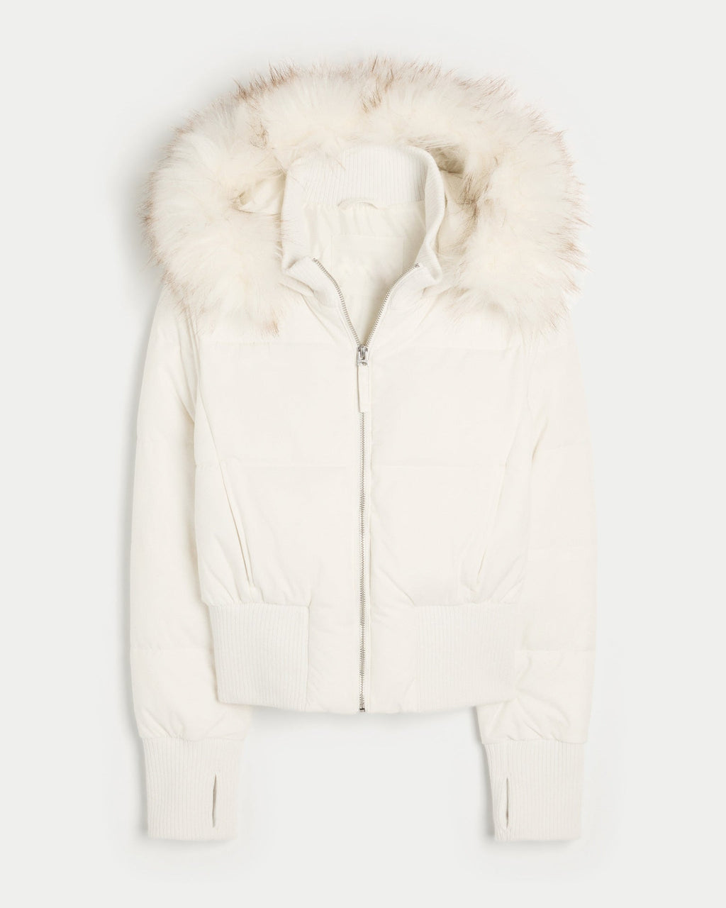 Elodie | Womens Fur Collar Hooded Padded Jacket - White