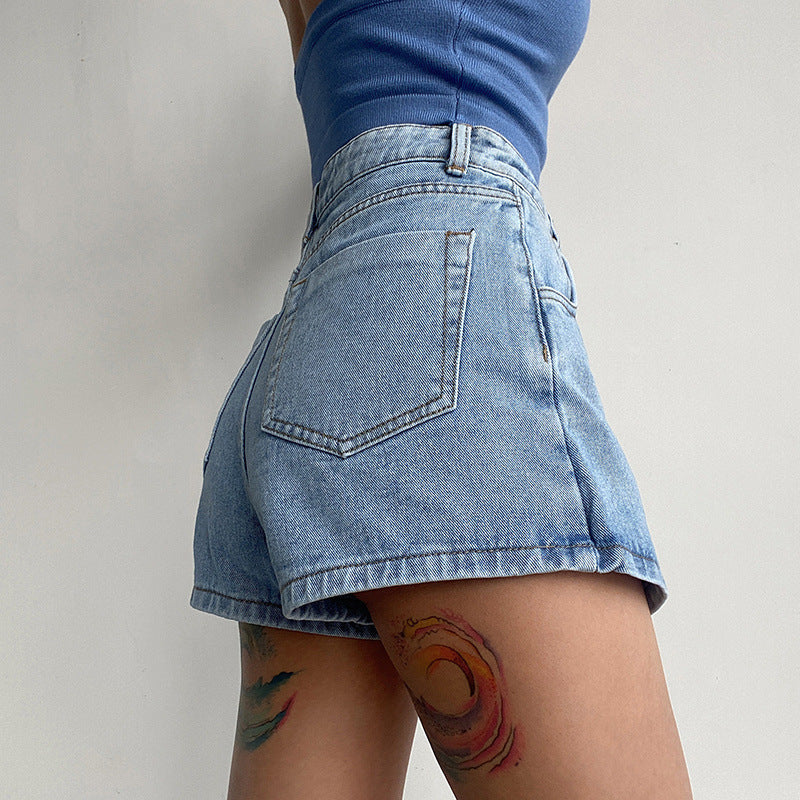 Elodie | Womens High Waisted Denim Skort Skirt Shorts - 4