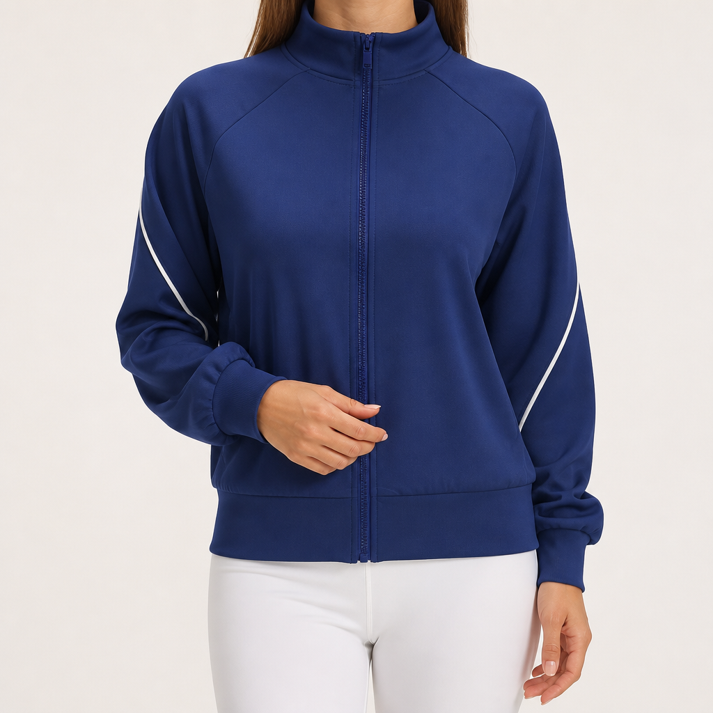 Eloise | Womens Sports Jacket Fleece Lined Stand Collar Yoga Running Activewear Top, Design 2