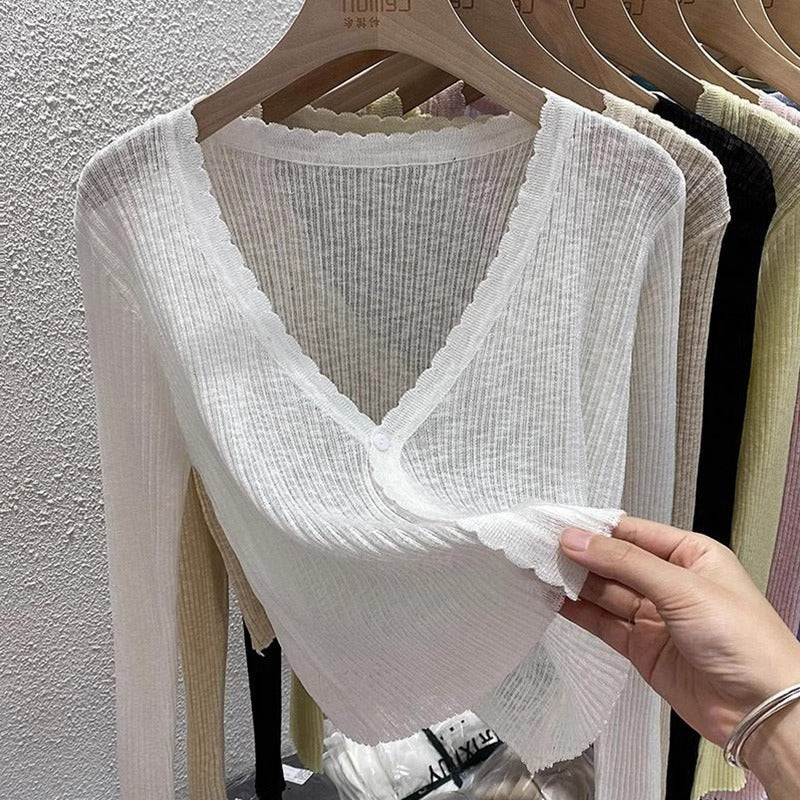 Elowen | Womens Lightweight Ice Silk Knit Sleeveless Cardigan - 2
