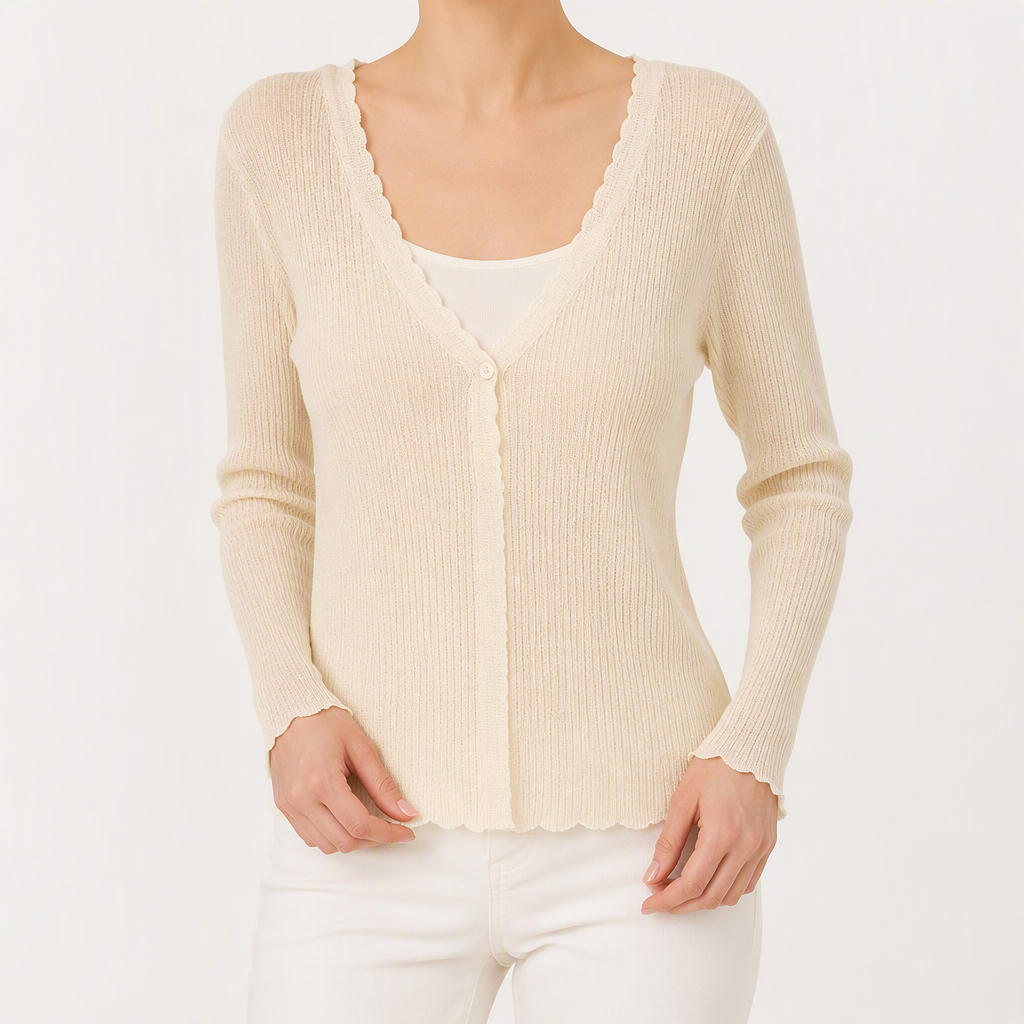 Elowen | Womens Lightweight Knit Sleeveless Summer Ice Silk Cardigan, Apricot