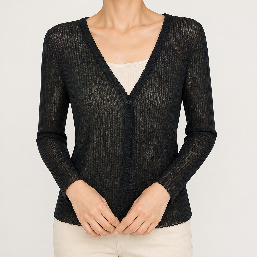 Elowen | Womens Lightweight Knit Sleeveless Summer Ice Silk Cardigan, Black
