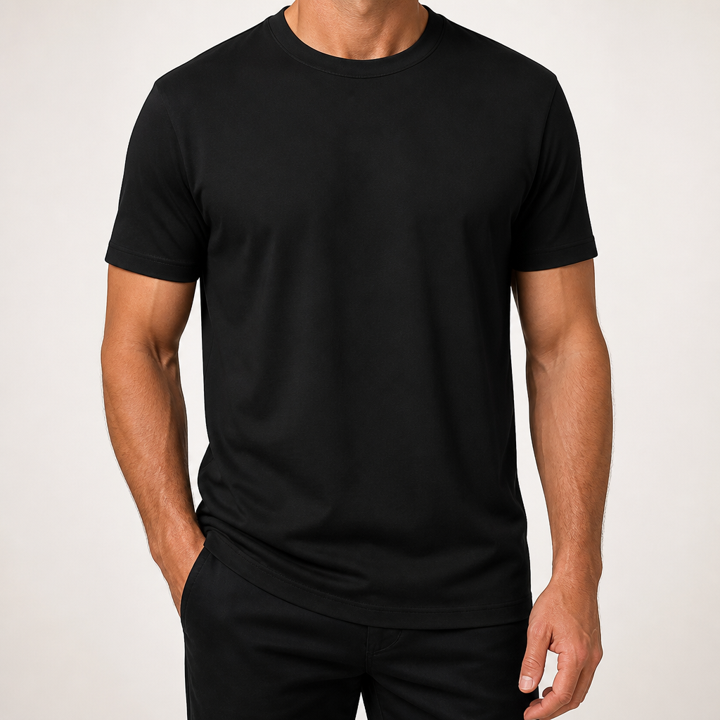 Emmerson | Mens Cotton Round Neck Short Sleeve T Shirt, Black