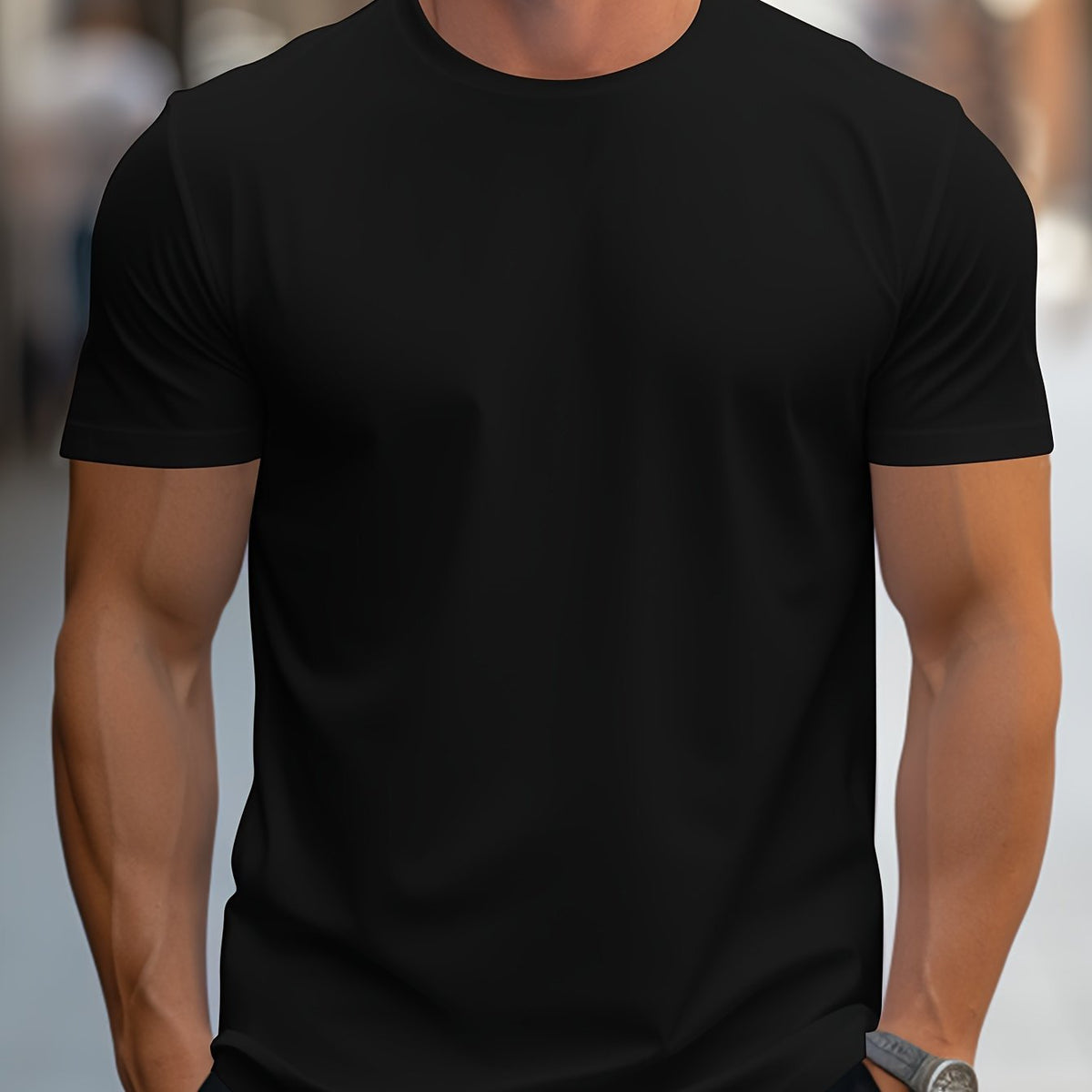 Emmerson | Mens Cotton Round Neck Short Sleeve T Shirt - Black