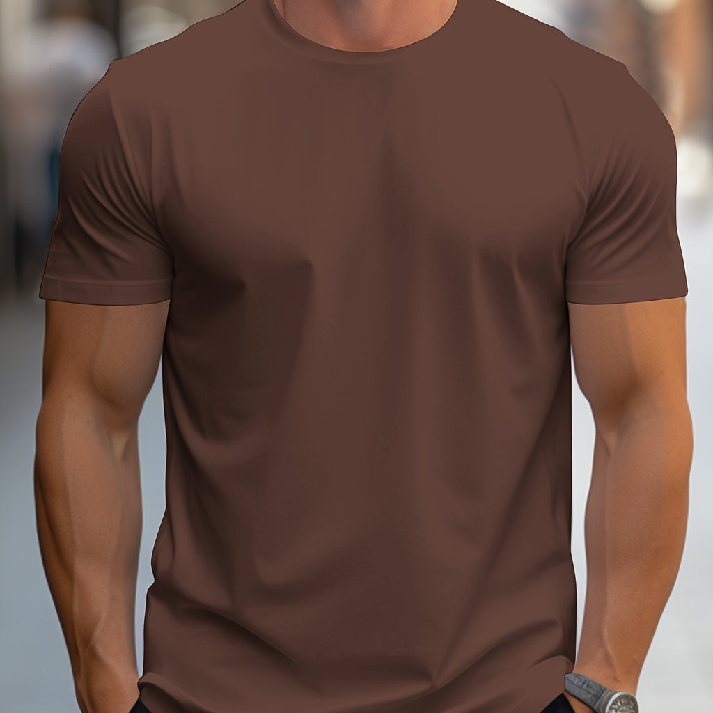 Emmerson | Mens Cotton Round Neck Short Sleeve T Shirt - Brown