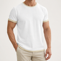 Emory | Mens Cotton Linen Short Sleeve Round Neck T Shirt, White