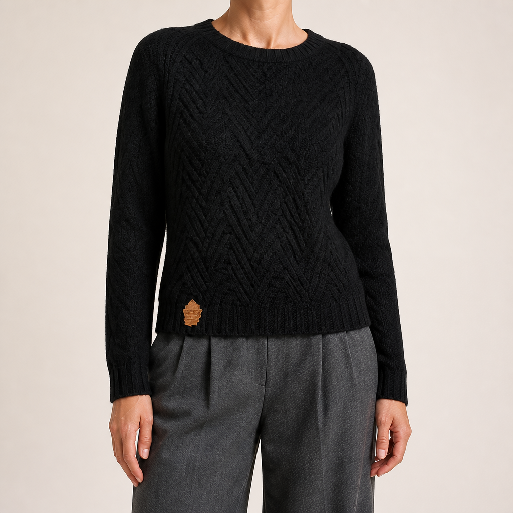 Esme | Womens Knitted Wool Diamond Plaid Warm Winter Jumper, Black